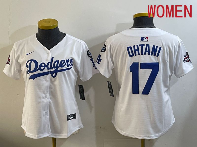 Women Los Angeles Dodgers #17 Ohtani White Game 2024 Nike MLB Jersey style 12095->women mlb jersey->Women Jersey